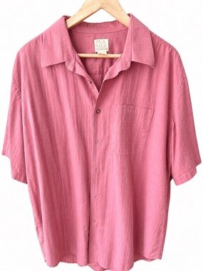 Jos. A. Bank Short-Sleeve Button-Front Shirt in Rose Pink